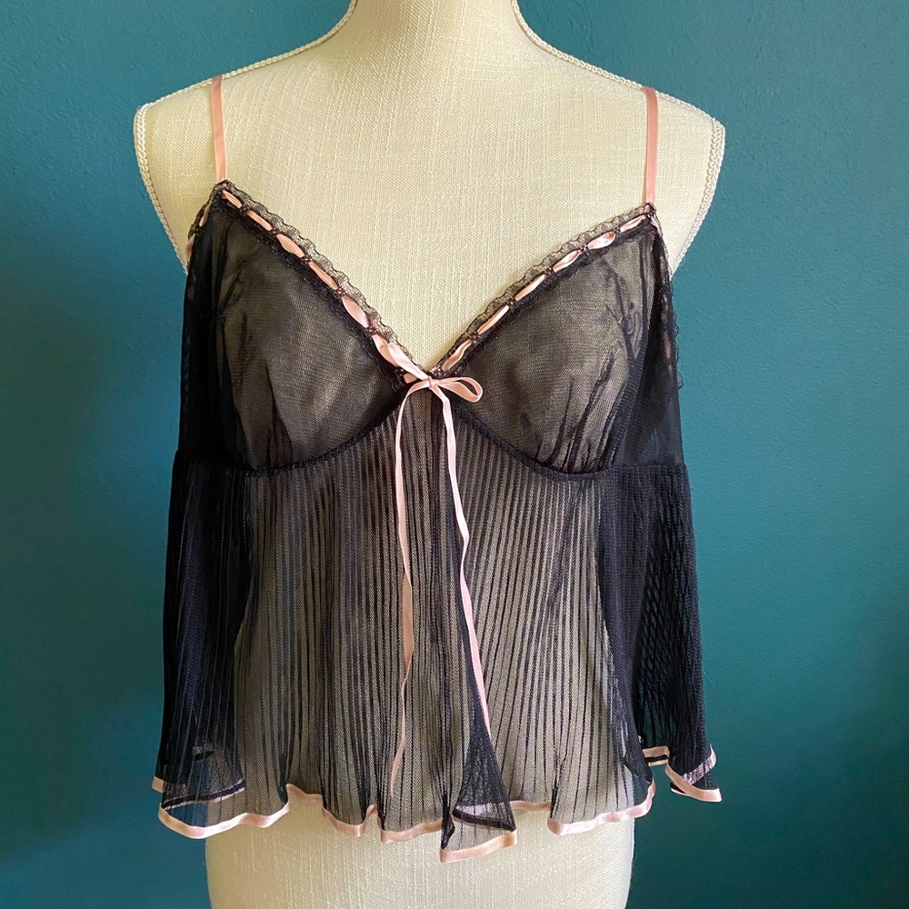Victoria Secret Black and Pink Mesh Cami